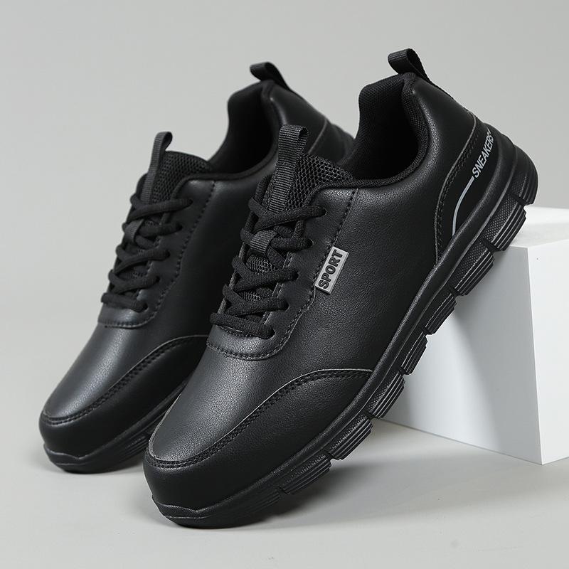 Shoes Spring and Autumn Leather Surface Lightweight Sneakers Black Casual Running Shoes Soft Sole Comfortable Travel Shoes