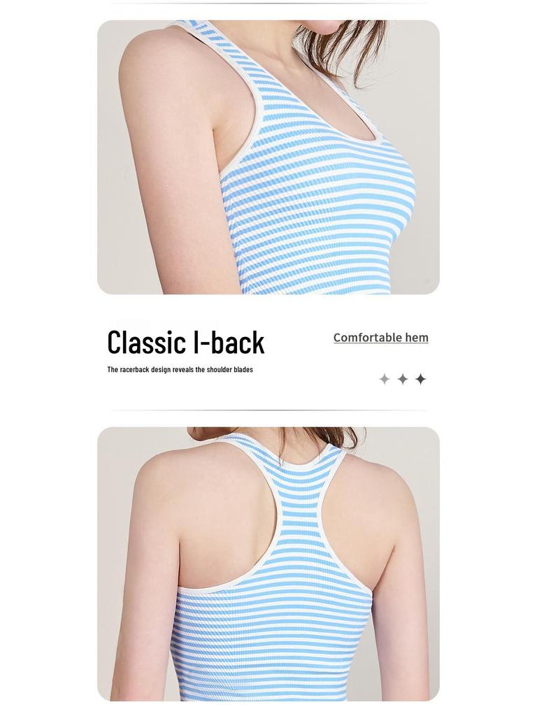 Women's Quick-Dry Ribbed Seamless Sports Tank Top - Shockproof Support for Tennis, Fitness, and Yoga