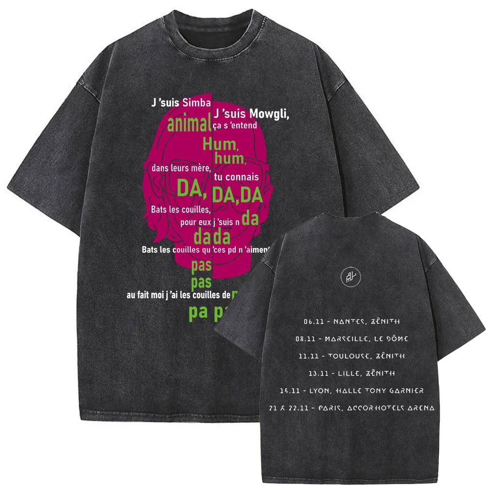 Washed Vintage Rap Band PNL Tour  Tshirts Famous Le Monde Chico Album Tshirt Men Women Hip Hop Fashion Oversized T Shirts