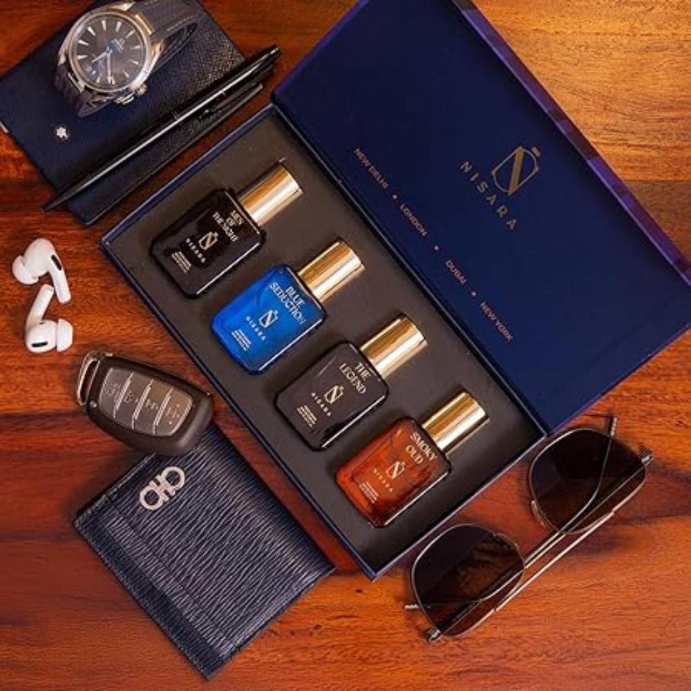 Long Lasting Men Perfume Gift Set 4x15ml with | Men Of The Night | Blue Seduction | The Legend |