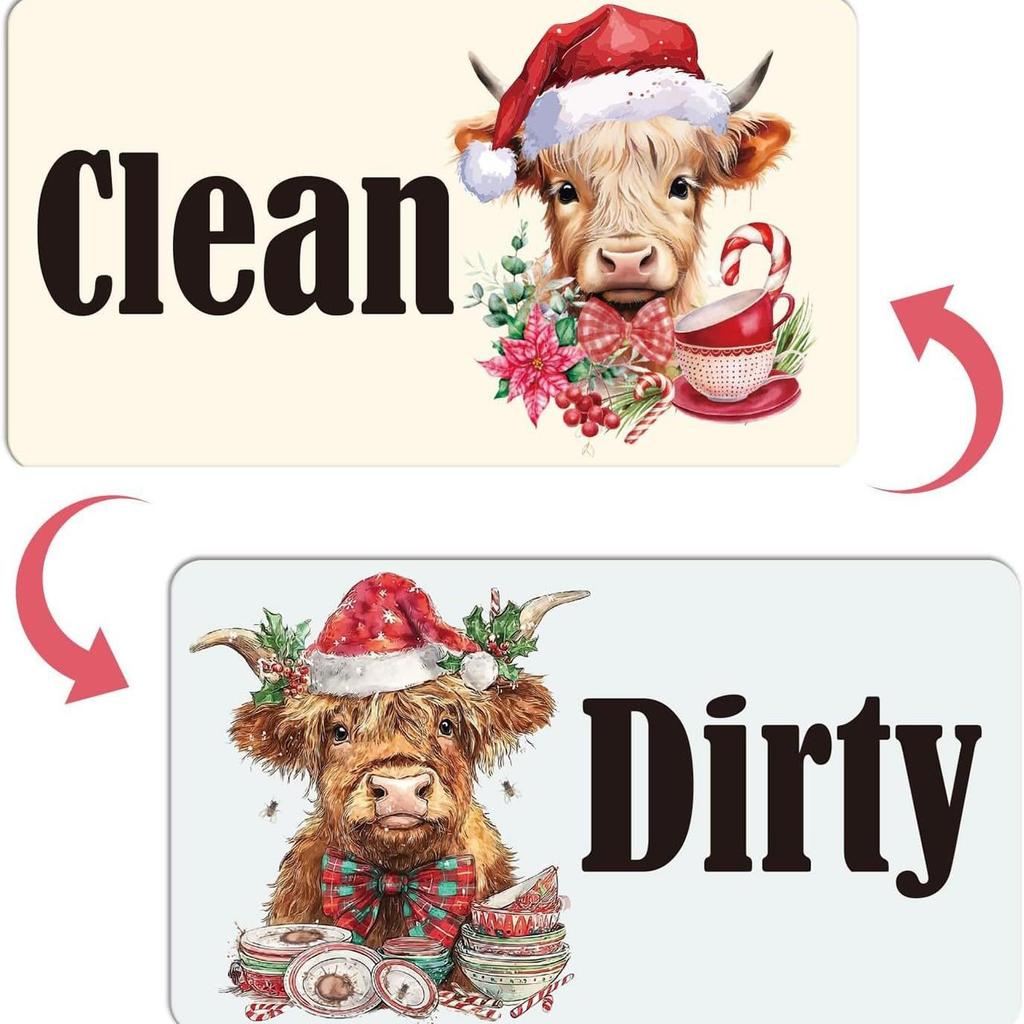 Christmas Dishwasher Magnet Clean/Dirty Indicator Tile (MGCT5086), Double-Sided.