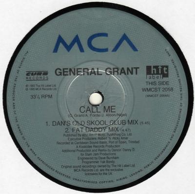 12inch Record GENERAL GRANT - Call Me WMCST2058 MCA Records 1995 UK Rap & Hip-Hop/R&B Used