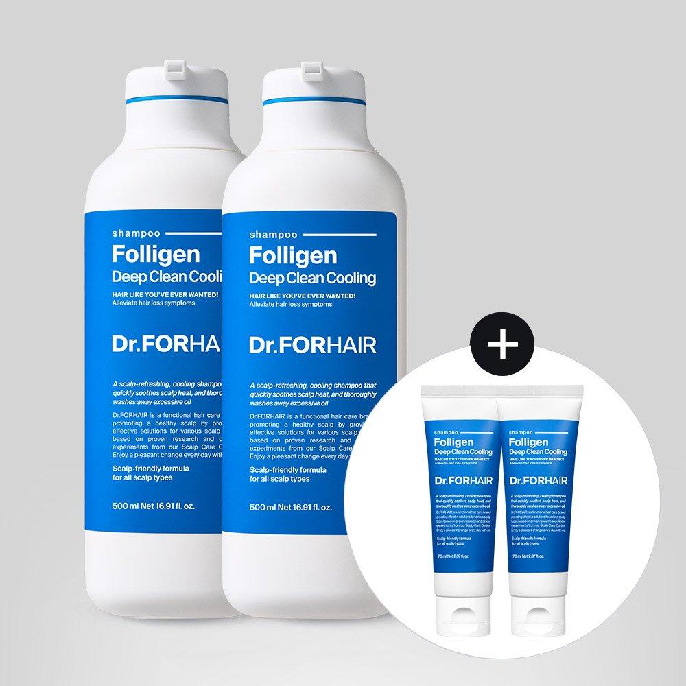 

[DR.FORHAIR] Scalp Cooling Hair Loss Symptom Relief Folligen Deep Clean Cooling Shampoo 500mlx2