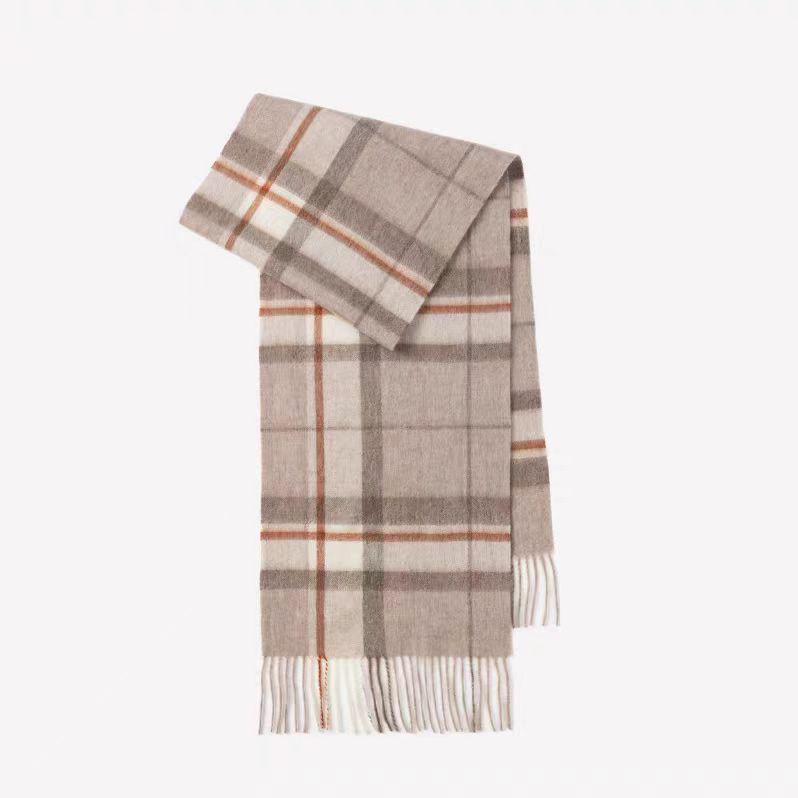 100% Wool Plaid Scarf for Women - Luxury Gift Shawl, Pure Wool Neck Scarf