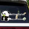 Panda Cartoon Reflective Warning Sticker: 'New Driver, Keep Distance' – Waterproof Rear Windshield Decal