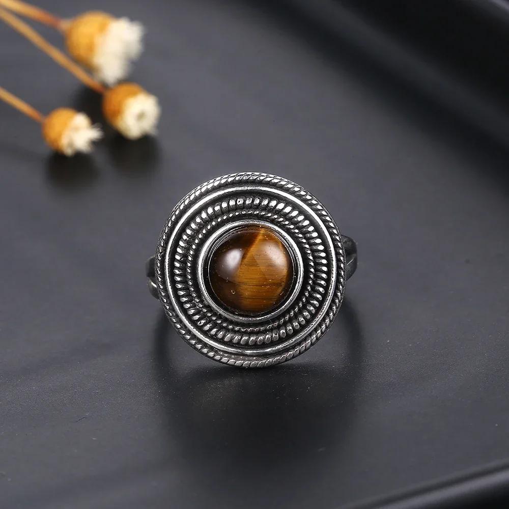 Runde 8MM Natürlicher Rhodochrosit S Silber Fein Geschenk Labradorit Tigerauge Ringe für Frauen Verlobungsring
