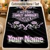 Flannel BlanketHarley-Davidson Custom Name Text Personalized Soft Warm Throw Blanket Home Decor Gift
