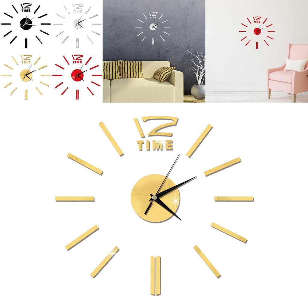 Chic 3d Mirror Luxury Modern Diy Large Wall Clock Home Office Decor For Contemporary Spaces