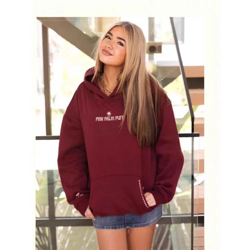 Loose Hooded Sweatshirt Women's Retro Letter Printed Casual Pullover Top