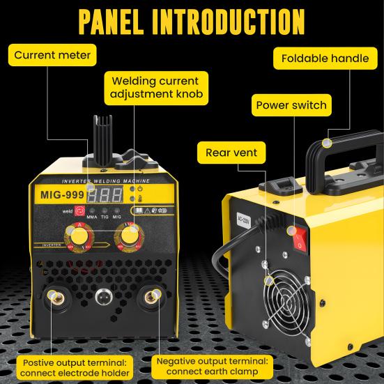 3-in-1 Gasless MIG Welder, 140A Portable Welding Machine, 110V/220V Dual Voltage with LED Display