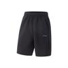 Li Ning Fitness Series Solid Color Mid Waist Elastic Versatile Five Point Sports Shorts Men Shorts Black AKSV433-4