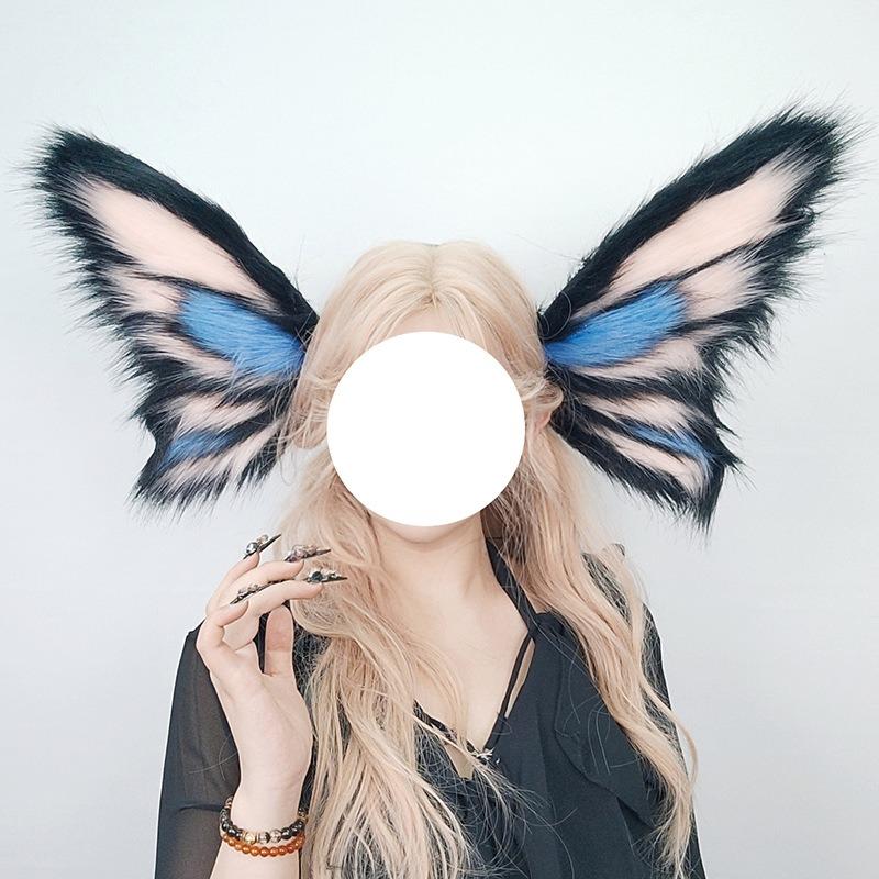 Halloween Demon Elf Beast Ear Headgear Exaggerated and Funny Plush Hair Accessories Butterfly Fantasy Creature Beast Ear Headband