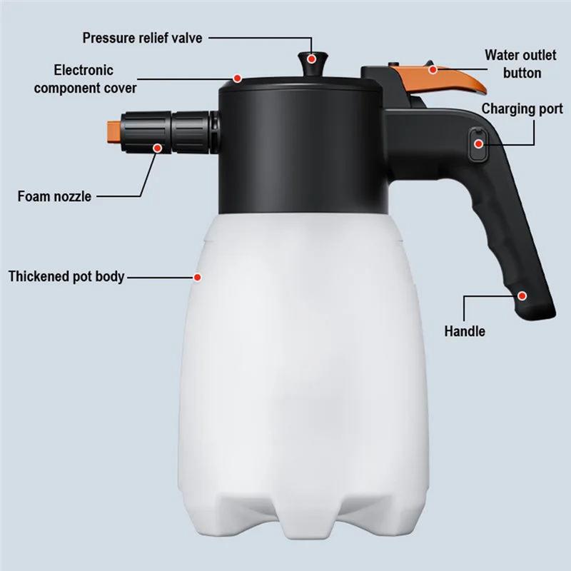 USB Rechargeable Handheld Foam Sprayer 1.7L Snow Foam Cannon For Car Wash Cleaning
