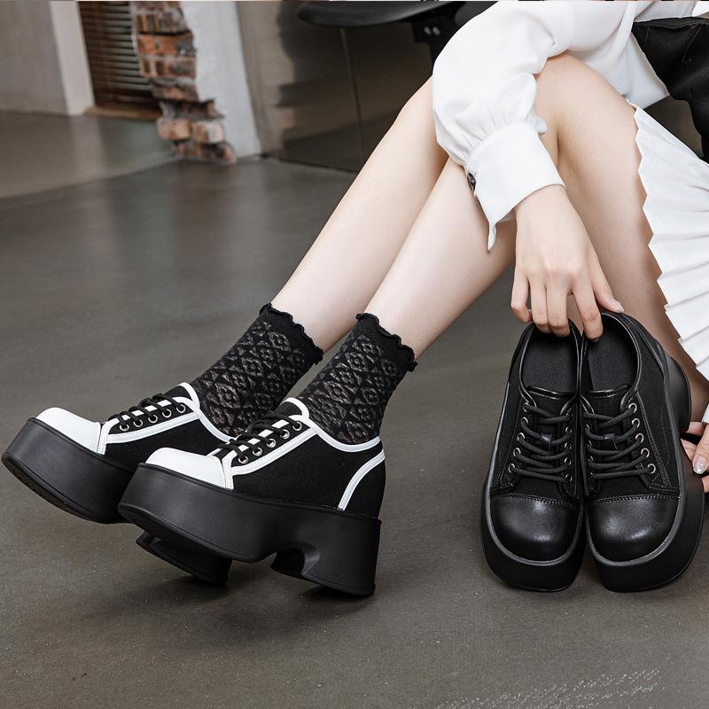 Fujin 11cm Cow Suede Genuine Leather Platform Wedge Comfy Fashion Chunky Sneaker Pumps Sneakers Summer Women Ankle Boots Shoes