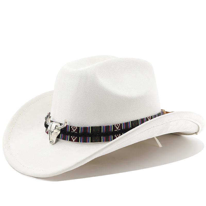 Classic suede brim western cowboy hat for men and women - outdoor travel hat with rolled brim, ethnic style fedora, felt hat