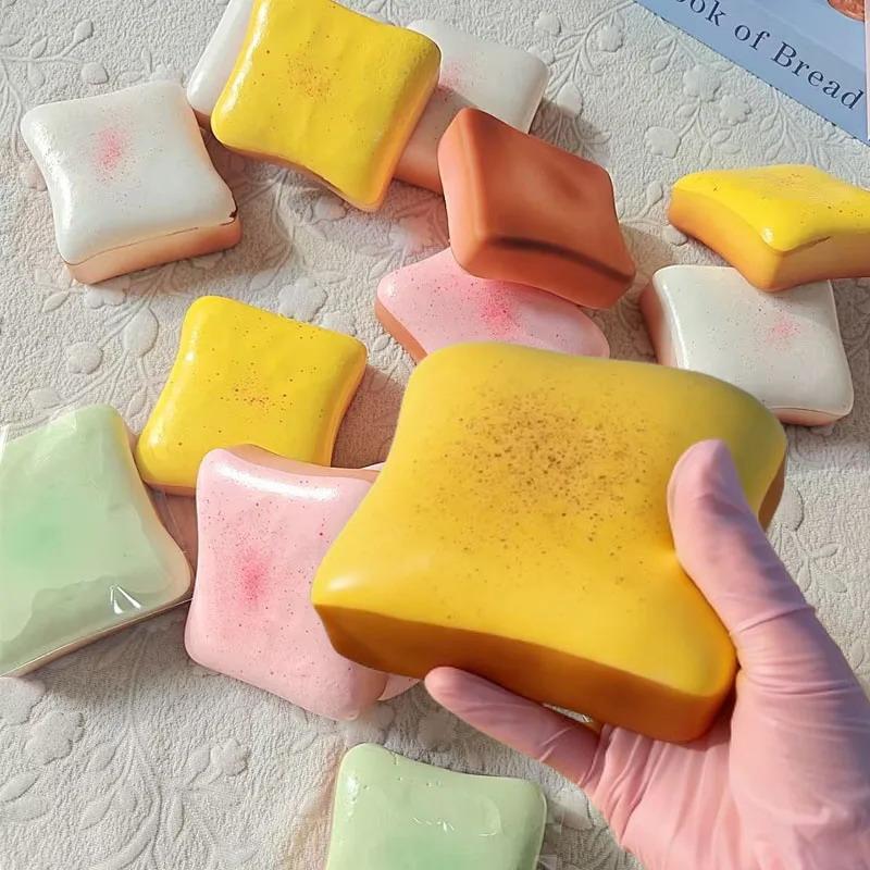 Realistic Toast Squeeze Fidget Toy Soft Slow Rising Stress Relief Bread Toy for Kids Birthday Party Favor Gifts