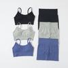 Women's Seamless Knitted Yoga Set: Sexy Camisole Bra & High Waist Sports Shorts