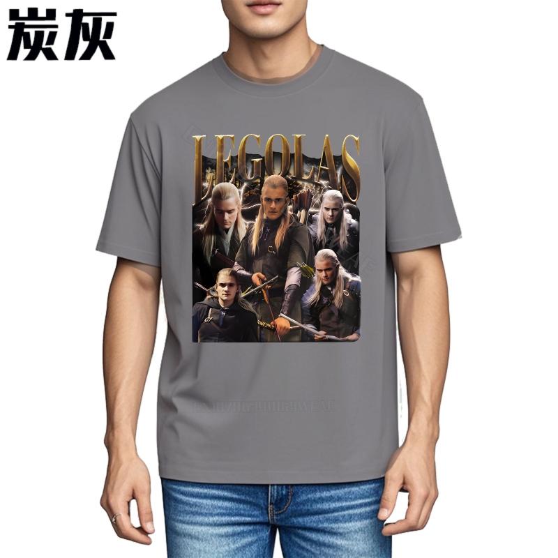 Top Tees Black Plus Size Tshirt Legolas With Various Scenes Printed Travel Round Neck Tee Anime Lightweight Tee Vintage