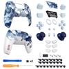 EXtremeRate Kompatibel mit PS5 und Neu gestaltetes Luna Vollgemustertes Gehäuse Knopf und Touchpad Benutzerdefinierte Schwarze Ersatz-Ober- und Unterabdeckungen für PS5