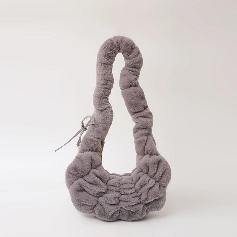 Soft Faux Fur Crossbody Bags for Women 2024 Winter Designer Korean Fashion Handbags New Trend Warm Shoulder Bag