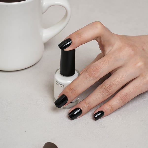 Solid Nail Tips 16 Pieces Deep Black