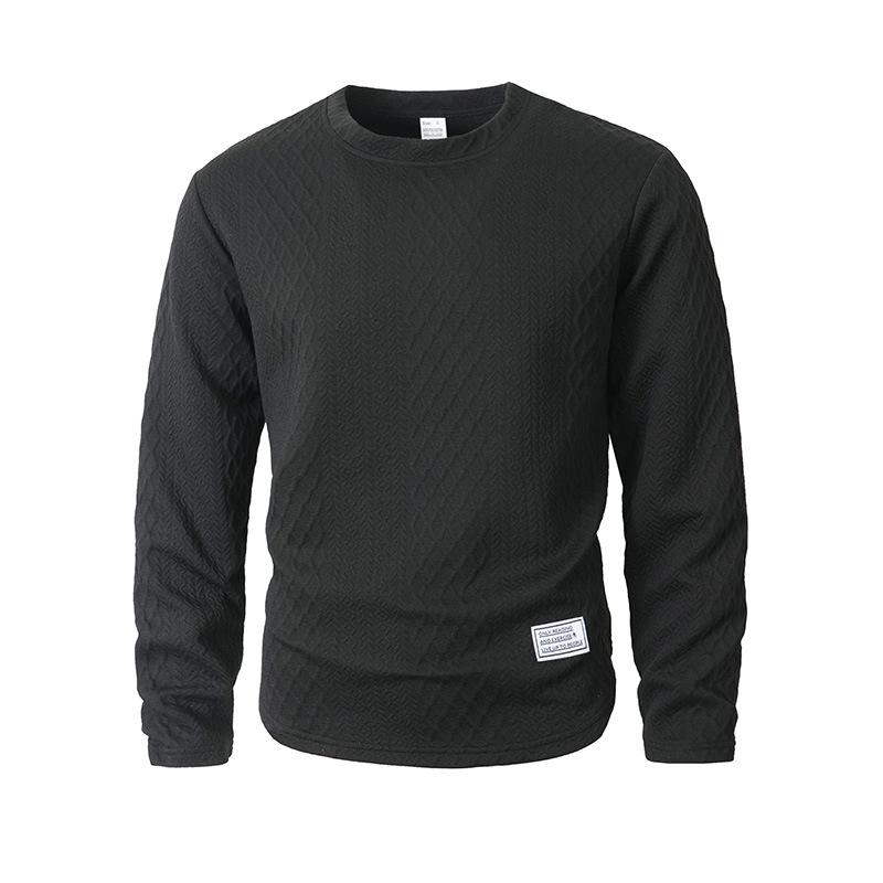

New Autumn and Winter Popular Outer Striped Round Neck Checkered Solid Color Casual Pullover Long-sleeved Sweatshirt XXL чорний