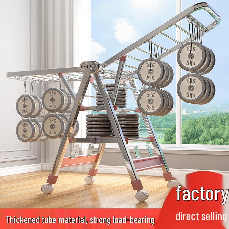 Wing-Shaped Stainless Steel Folding Clothes Rack for Indoor Drying and Storage