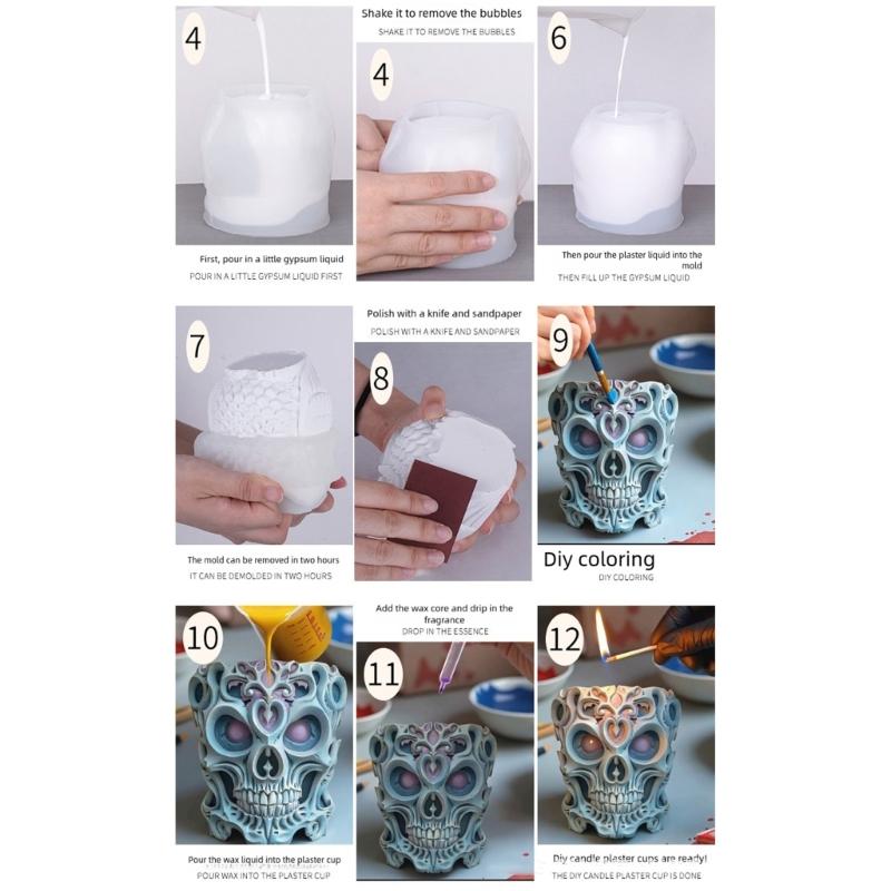 Multifunctional Skull Silicone Mold for Resin Jewelry Concrete Crafts Succulent Planters Home Decors Gift Making Project