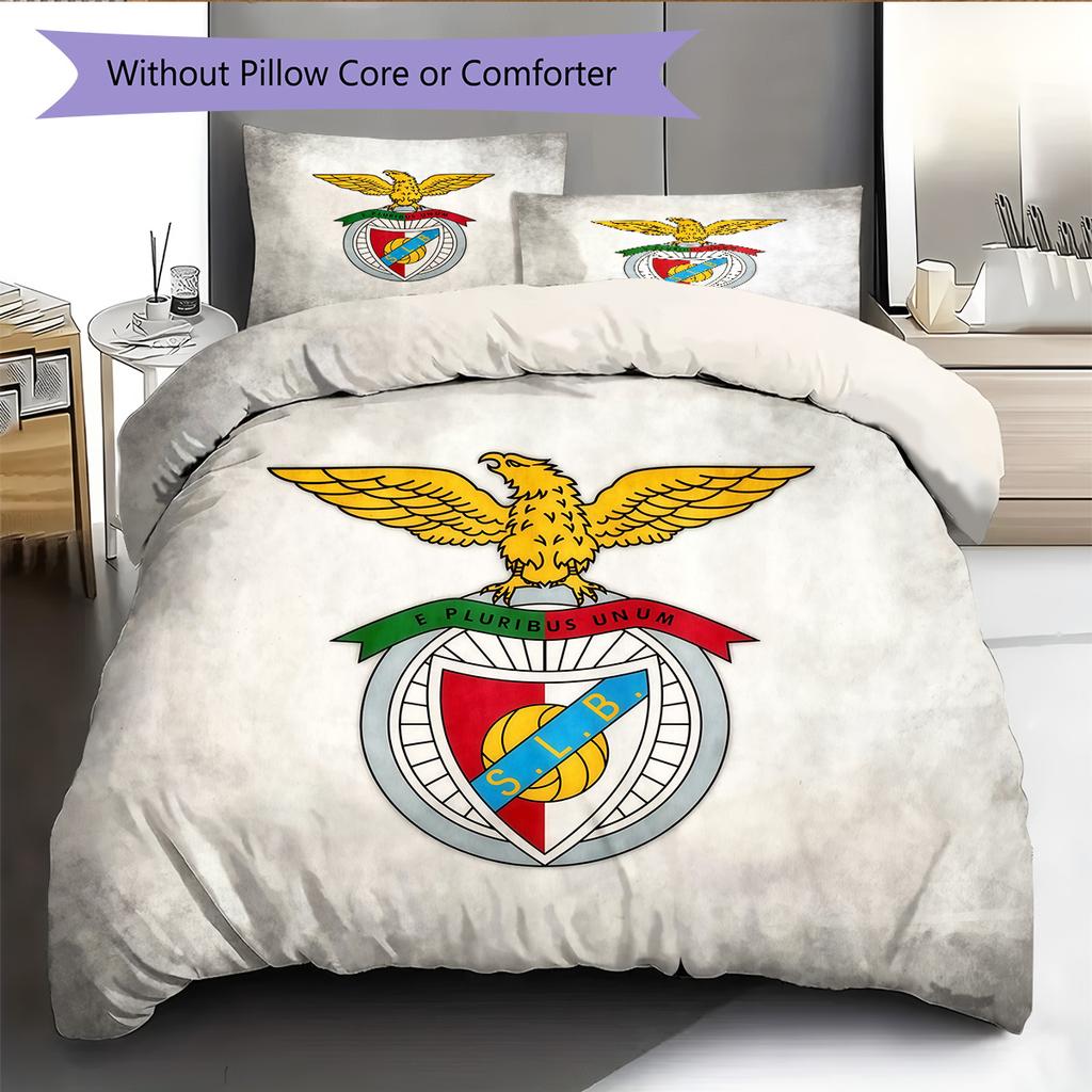 Benfica Pattern Bedding Quilt Set Home Decoration Gift (1 * Duvet Cover + 2 * Pillowcase Without Core).xwn