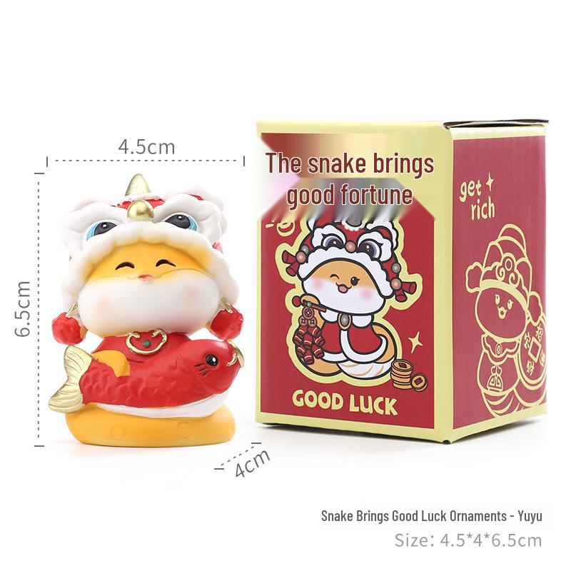 Guochao Zodiac Snake Figurine: Year of the Snake Desktop Ornament, Spring Festival Creative Gift