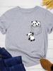Pocket Panda Print Women T Shirt Short Sleeve O Neck Loose Women Tshirt Ladies Fashion Tee Shirt Tops Clothes Camisetas Mujer