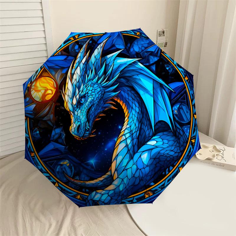 

1PC Dragon Circle Umbrella-8-Rib Reinforced, Automatic Open, Lightweight & Durable, Cute Fashion Accessory for Outdoor-W124