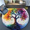 Colorful Tree Round Area Rug,Carpet Rug for Living Room Bedroom Sofa Playroom Decor,Non-slip Floor Mat