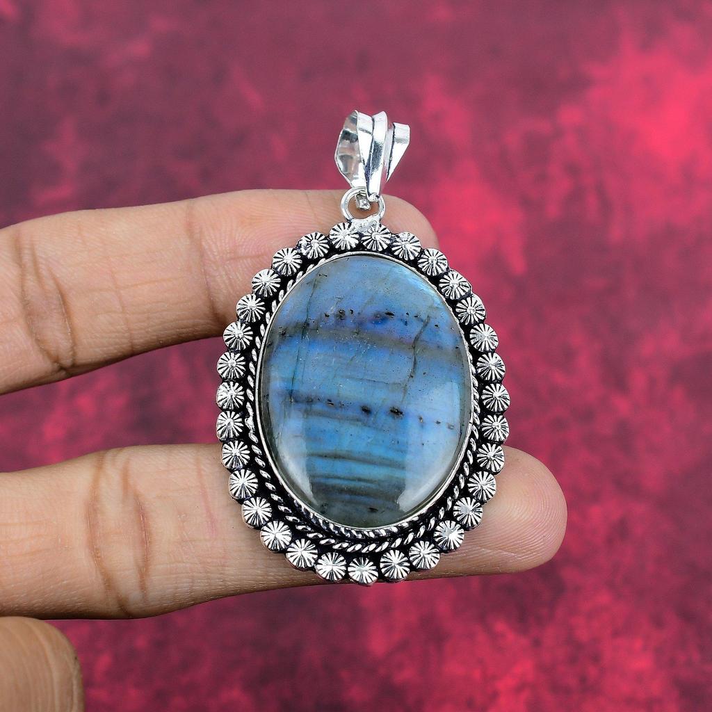 Labradorite Gemstone Jewelry, Handmade 925 Solid Sterling Silver Jewelry, Amazing Pendant Necklace For Wedding Gift