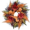 Harvest Wreath With Pumpkins Berries Vine Circle Halloween Thanksgiving Door Decor