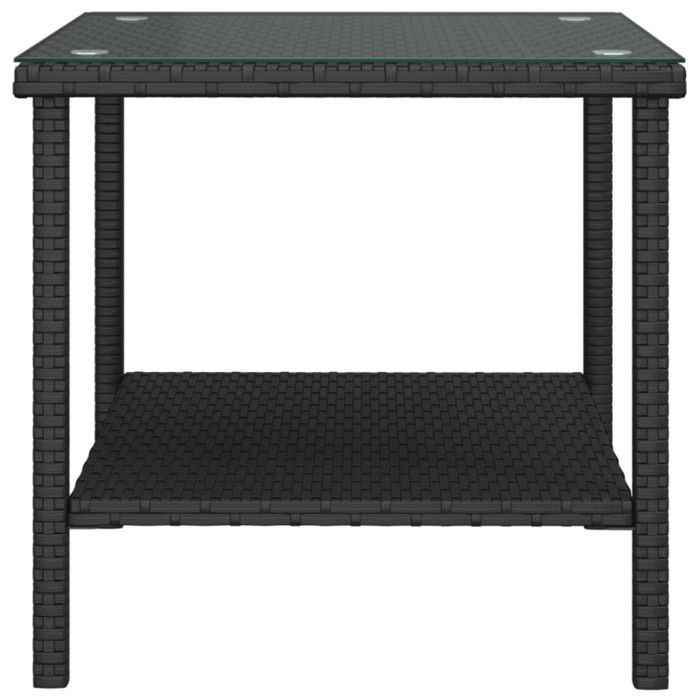 VidaXL Table d'appoint noir 45x45x45 cm poly rotin et verre trempé 319398