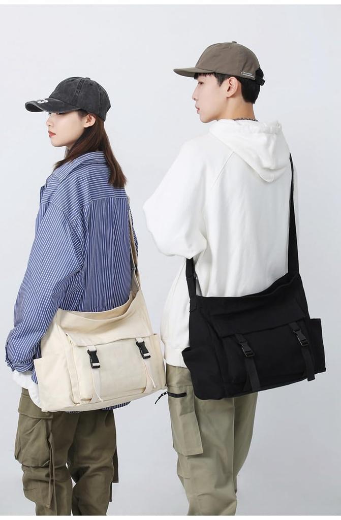 LeafIn Canvas Tote Bag, Large Capacity, A4 Size, Men's and Women's, Eco Bag, Shoulder Bag, Stylish and Durable, Perfect for Commuting, School, and