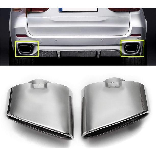 2pcs Stainless Steel Chrome Exhaust Dual Tail Tip Muffler Compatible With BMW X5 E70 2000 2001 2002 2003 2004 2005 2006 2007 To 2016