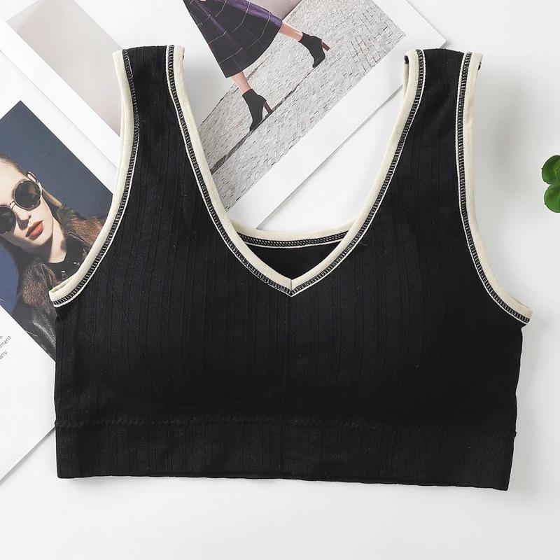 Beautiful back sports vest underwear female student Korean version short outer wear cute suspender tube top bra no steel ring bra