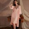 Sexy pajamas women's ice silk spring and summer simulation silk suspender pure lace nightdress high-end loungewear two-piece set