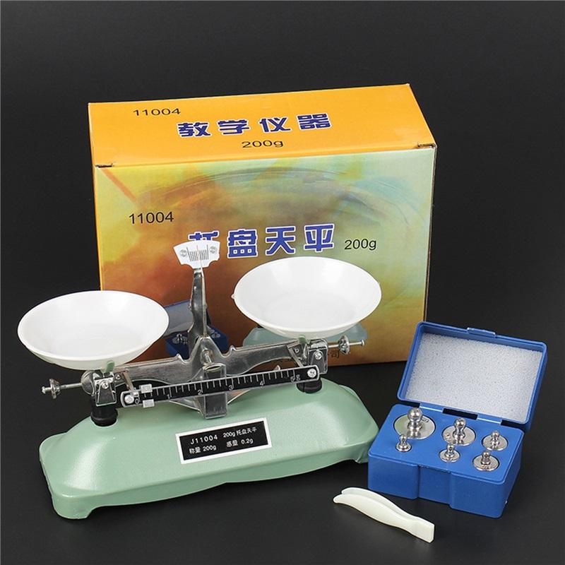 Bilancia da Tavolo da Laboratorio 200G Scaffale a Pedana Bilance Meccaniche con Set di Pesi per Calibrazione di Precisione Attrezzatura Didattica per Bilance