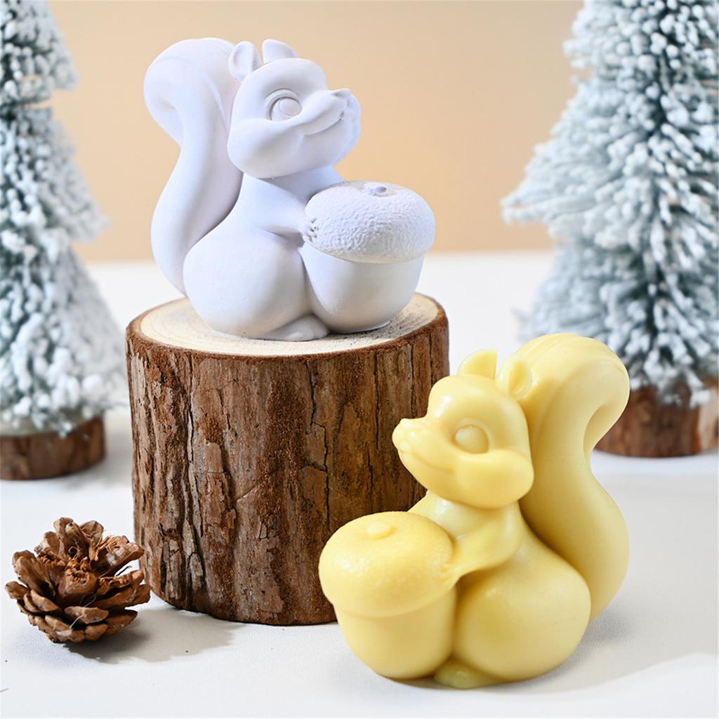 Silicone Molds Animal Candle Molds 3D Squirrel Casting Molds Baking Molds Craft Supply Plasters Molds for Candle Making