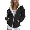 Women Casual Oversized Full Zip Hoodie, Contrast Liner Hooded Sweat Jacket, Soft Breathable Material Loose Outerwear with Pockets
