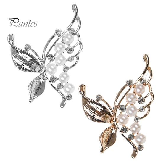Rhinestone Butterfly Brosje Dame Stilig Sense Light Luksus Utsøkt Delikat Unik Faux Pearl Corsage