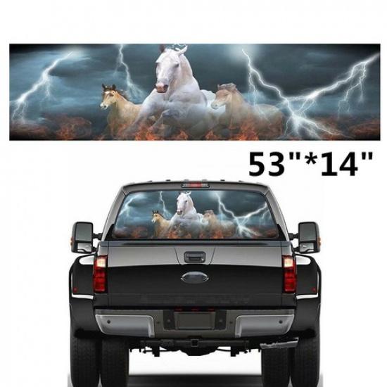 

DIY 53 *14 Car SUV Rear Window White Horse Galloping Graphic Tint Decal Sticker