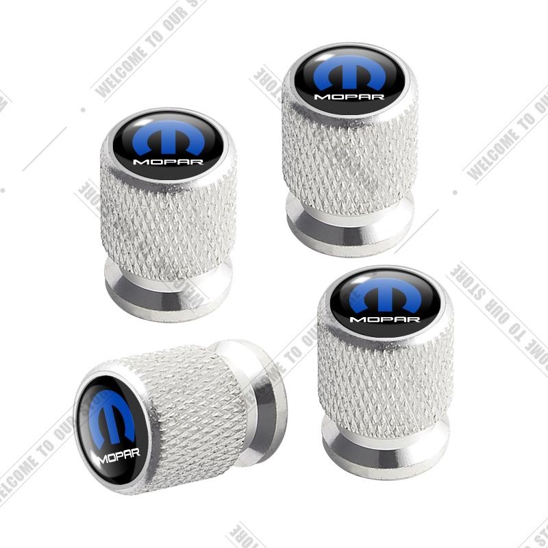 Car CNC Aluminum Mopar Emblem For Charger Chrysler Challenger Ram Cherokee Journey 4pcs Tire Valve Air Port Stem Cover Caps
