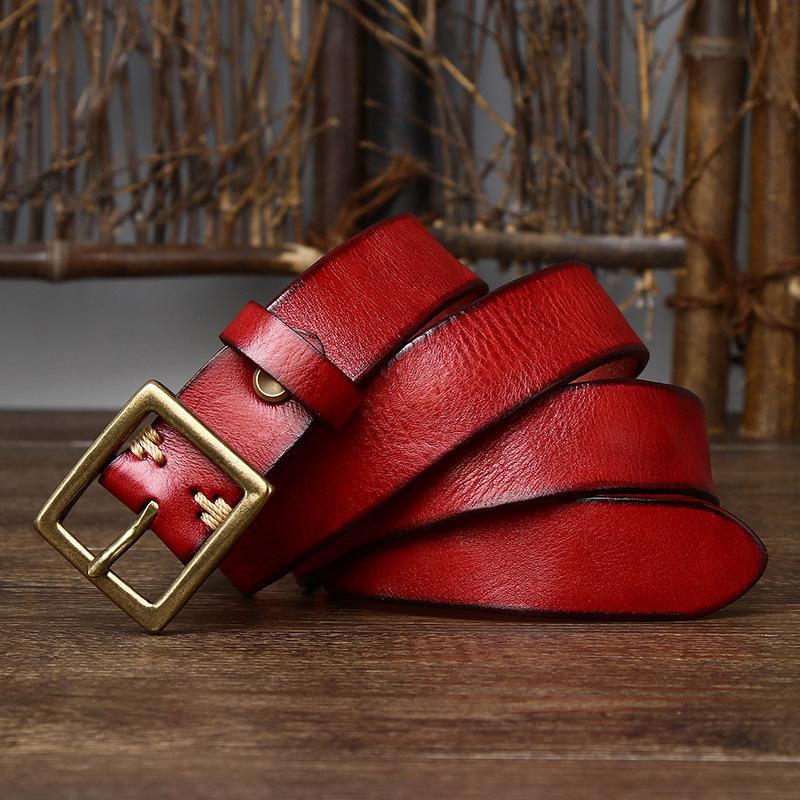 

2,8 см ретро плиссированный модный ремень женский из натуральной кожи с пряжкой из чистой коровьей кожи универсальный джинсовый ремень 120cm