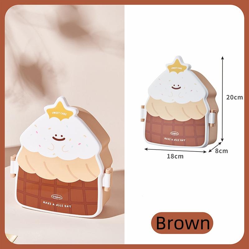Cute Bento Lunch Box School Heater Portable Plastic Lunch Container For Kids Girls Bread Sandwich Food Warmer Compartments