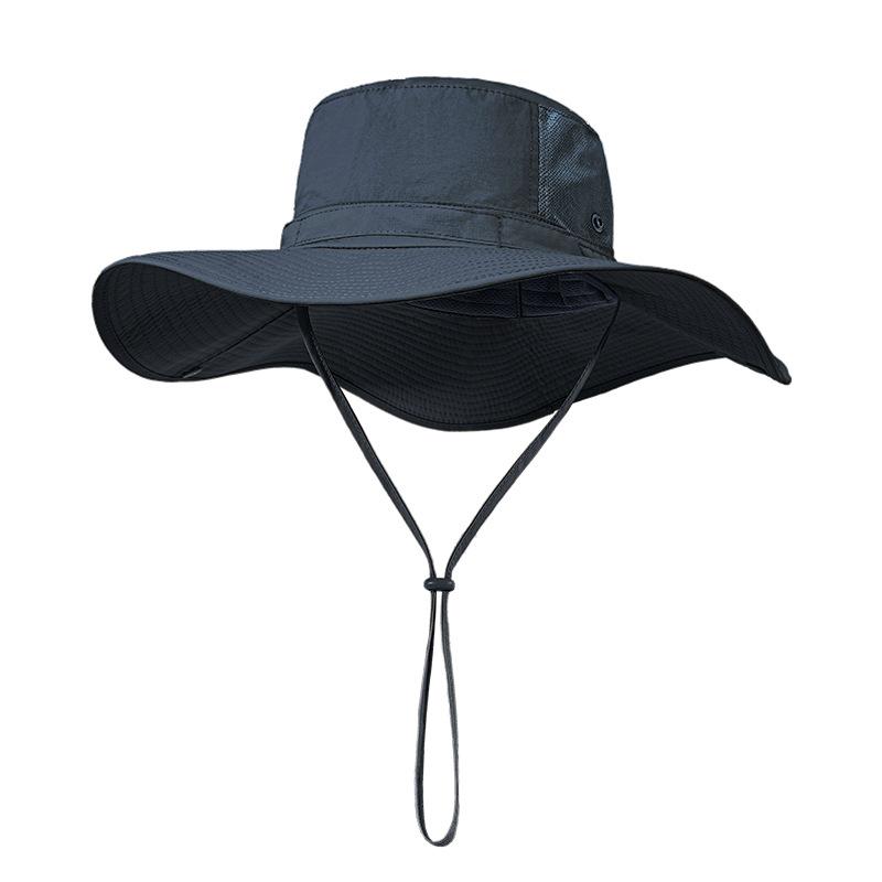 Summer big brim sun hat men's quick-drying breathable anti-ultraviolet bucket hat women's foldable sunscreen hat