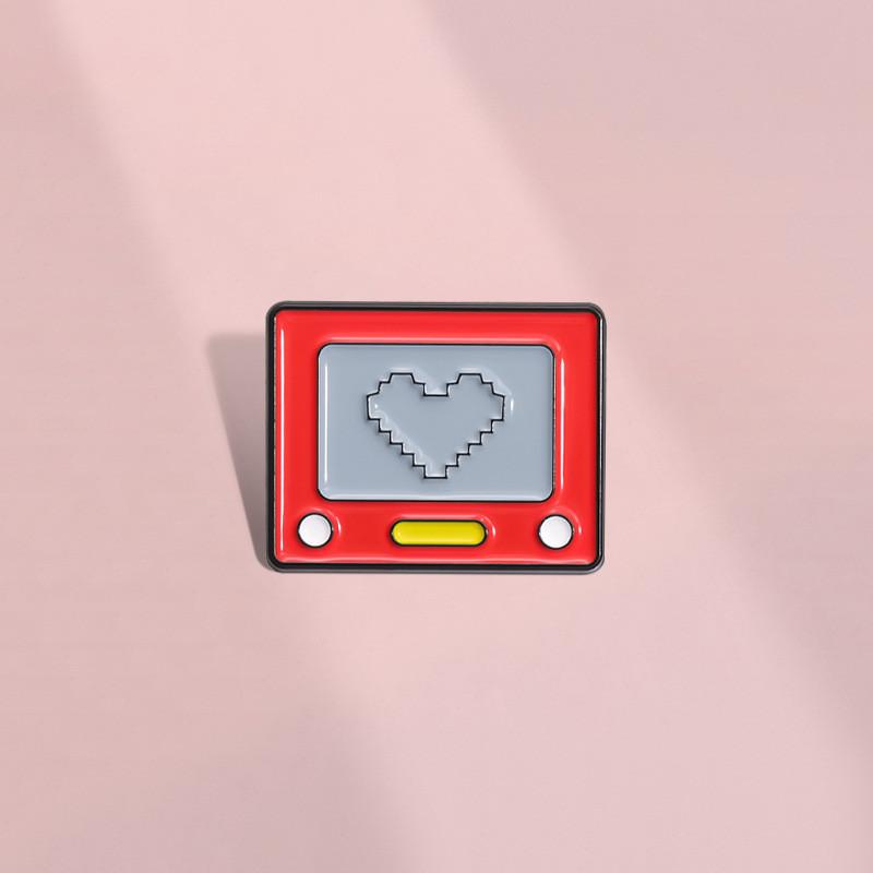 Decorative Geometric Red Heart Brooch With Fun Cartoon Design For Lovers Fashion